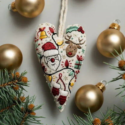 🎅Das beste Weihnachtsgeschenk 50 % Rabatt💖Herzförmiges Handstickerei-Weihnachtsset
