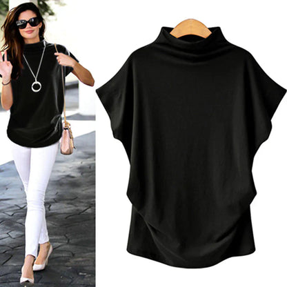 🎉Heißer Sale 49% OFF🔥 Damen T-Shirt mit halbhohem Ausschnitt und kurzen Ärmeln