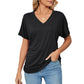 💕Hot Promotion- bis zu 50% Rabatt 🌷V-Hals Feste Farbe Lose Damen Tops