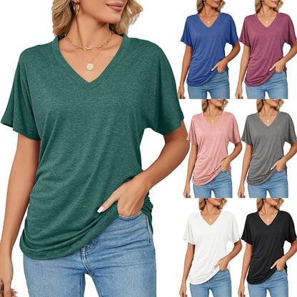 💕Hot Promotion- bis zu 50% Rabatt 🌷V-Hals Feste Farbe Lose Damen Tops