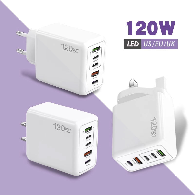 120W Schnell-Ladegerät mit 5 Anschlüssen⚡-6