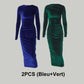 Modisches, einfarbiges, langärmliges, schmales Kleid für Damen