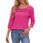 💕Begrenzte Zeit 50% Rabatt! 👚Damen T-Shirt mit Faltendetails und 3/4-Ärmeln im lässigen Stil🌞