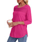 💕Begrenzte Zeit 50% Rabatt! 👚Damen T-Shirt mit Faltendetails und 3/4-Ärmeln im lässigen Stil🌞