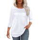 💕Begrenzte Zeit 50% Rabatt! 👚Damen T-Shirt mit Faltendetails und 3/4-Ärmeln im lässigen Stil🌞