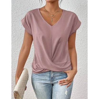 💥Letzte Tage Sonderverkauf 49% OFF👚Legeres kurzärmeliges elegantes V-Ausschnitt Twist Tee
