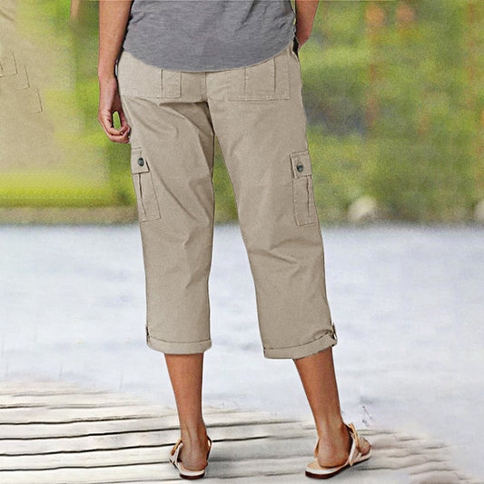 ⏳ Begrenzte Zeit 50% Rabatt! 💥Capri Cargohose mit Taille und Falten unten und mehreren Taschen
