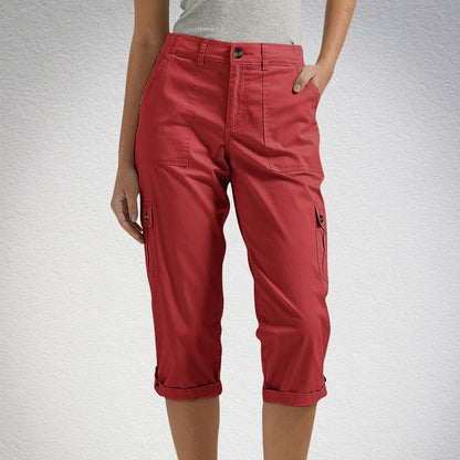 ⏳ Begrenzte Zeit 50% Rabatt! 💥Capri Cargohose mit Taille und Falten unten und mehreren Taschen