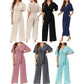 🎁Heißer Verkauf 49% OFF⏳Eleganter V-Ausschnitt Jumpsuit mit breiter Taille und Bindeband für Damen
