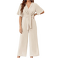 🎁Heißer Verkauf 49% OFF⏳Eleganter V-Ausschnitt Jumpsuit mit breiter Taille und Bindeband für Damen