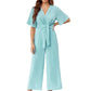 🎁Heißer Verkauf 49% OFF⏳Eleganter V-Ausschnitt Jumpsuit mit breiter Taille und Bindeband für Damen
