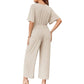 🎁Heißer Verkauf 49% OFF⏳Eleganter V-Ausschnitt Jumpsuit mit breiter Taille und Bindeband für Damen