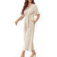 🎁Heißer Verkauf 49% OFF⏳Eleganter V-Ausschnitt Jumpsuit mit breiter Taille und Bindeband für Damen