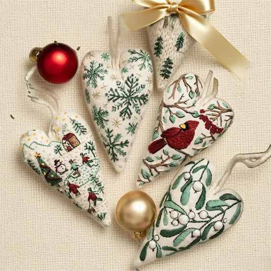 🎅Das beste Weihnachtsgeschenk 50 % Rabatt💖Herzförmiges Handstickerei-Weihnachtsset